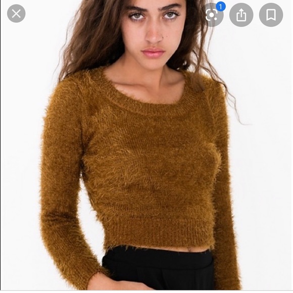 American Apparel Sweaters - American apparel brown fuzzy crop sweater s